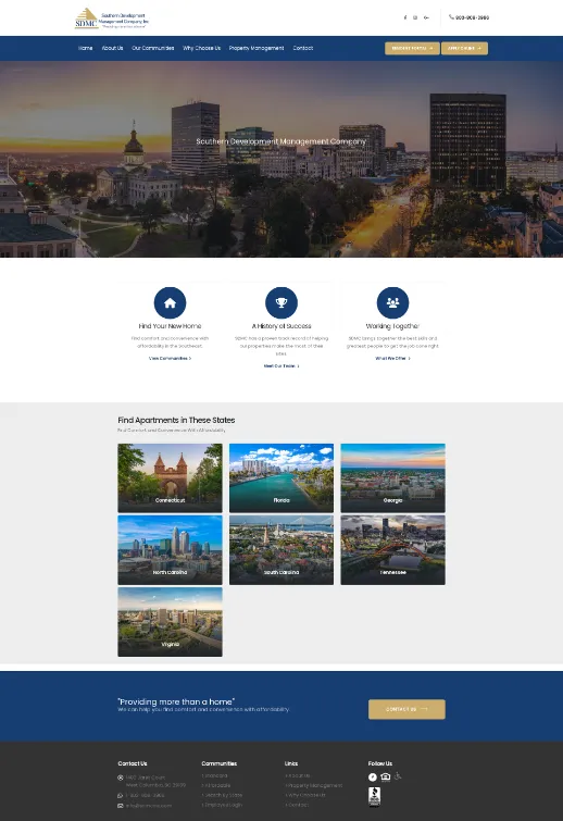 Web design Columbia SC portfolio screenshot for SDMC property management services